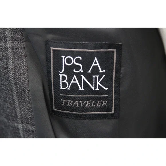 JOS‎ A BANK Men's Blazer SportCoat Jacket Check 100%Wool 46R E101499